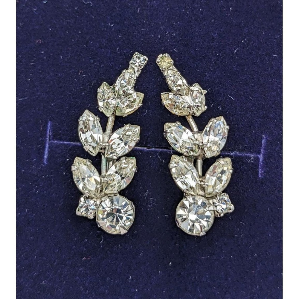 Vintage Weiss Climber Shooting Star‎ Multi Rhinestone Earrings Hollywood Glamour